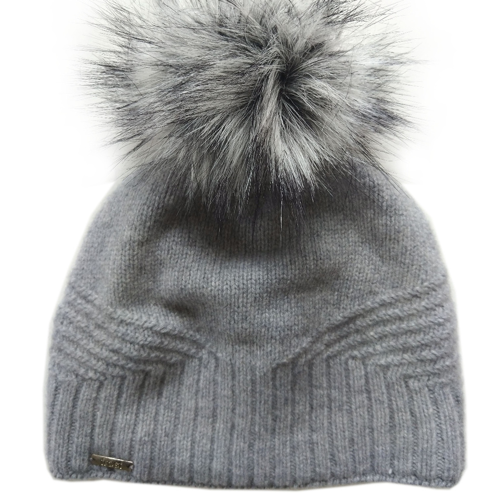 Frost Hats Cashmere Faux Raccoon Pom Beanie
